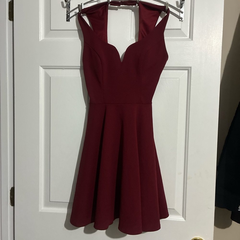 B Darlin Burgundy Mini Dress
